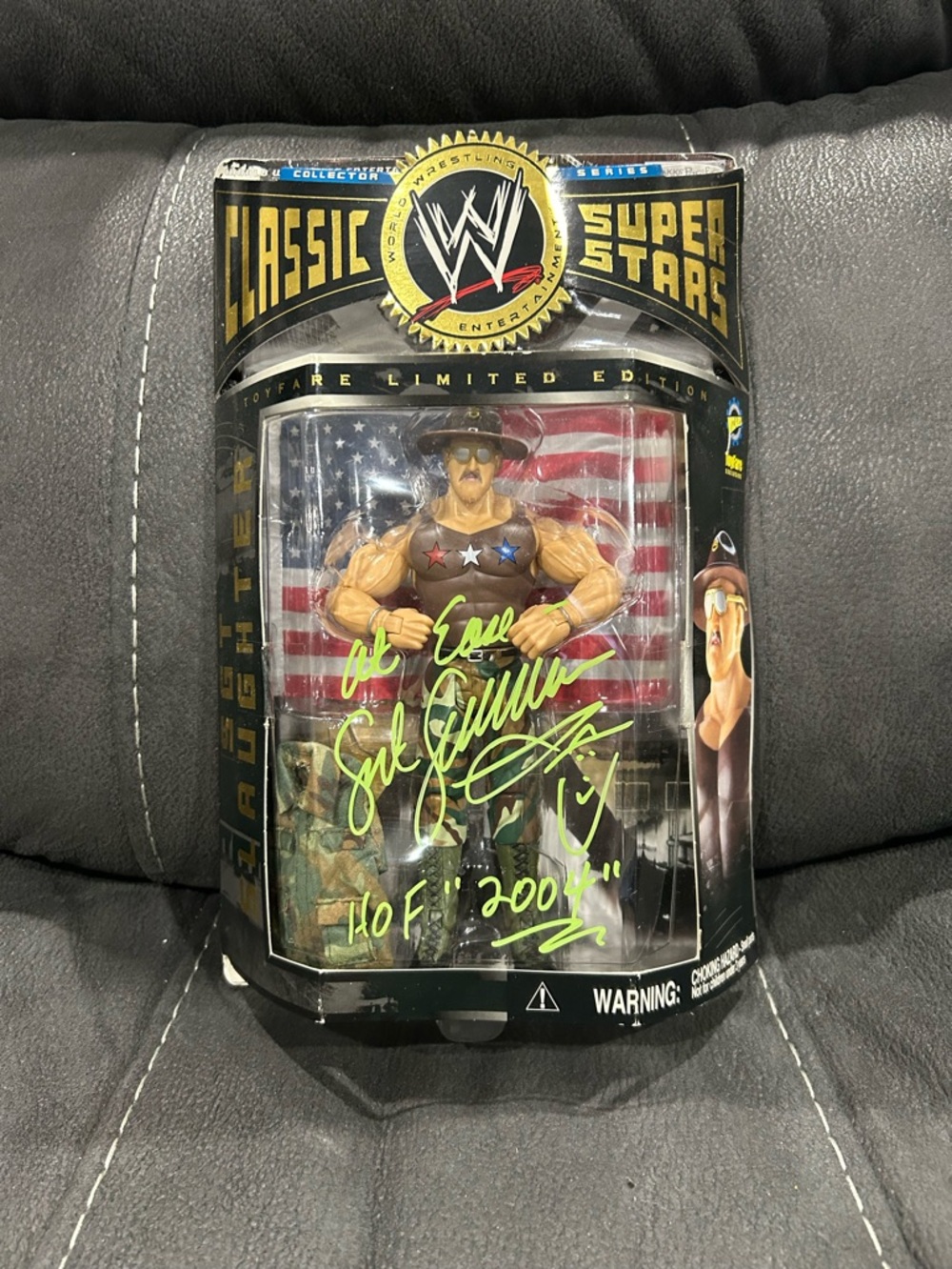 Sgt Slaughter Toyfair exclusive! Signed! WWE Classic Superstars!! MOC